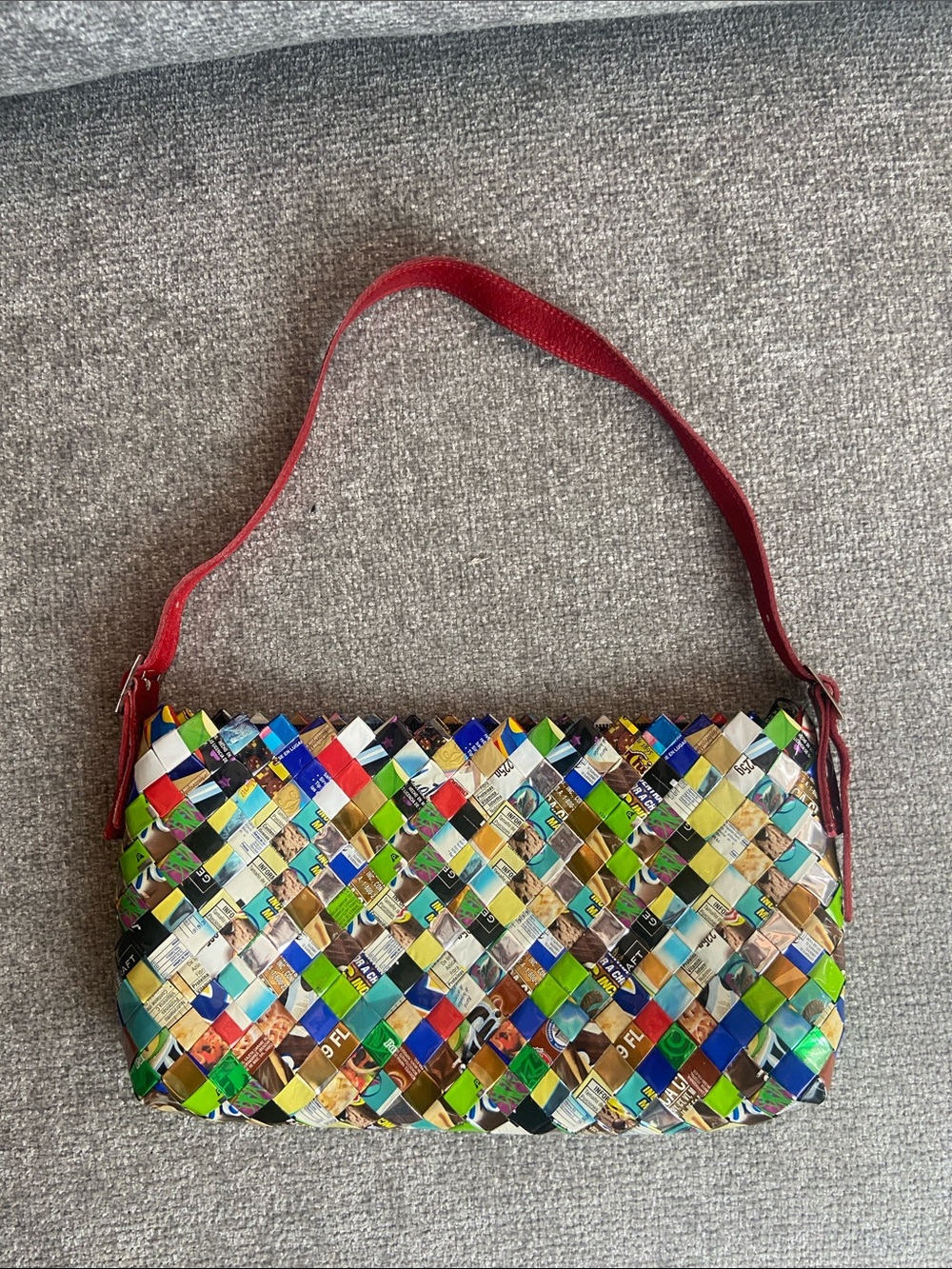 Nahui Ollin recycled candy wrapper shoulder purse One of a kind